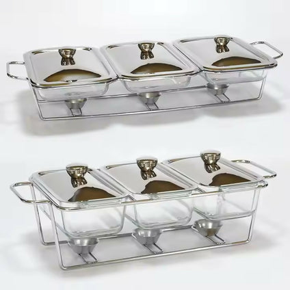 3 Compartments Wholesale Price Stainless Steel Mirror Polished Casserole Hot Pot High Quality Food Storage Container