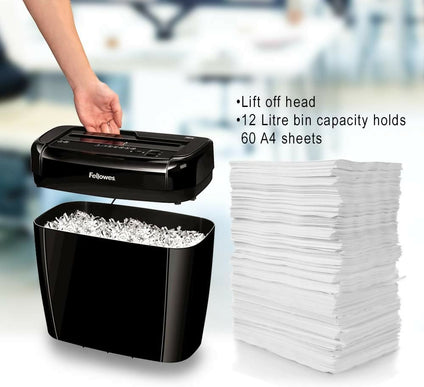 Paper Shredder for Home Use - Fellowes 36C 6 Sheet Cross Cut Paper Shredder for Home Office Use - Powershred Personal Shredder with Safety Lock & 12 Litre Bin - Security Level P4 - Black