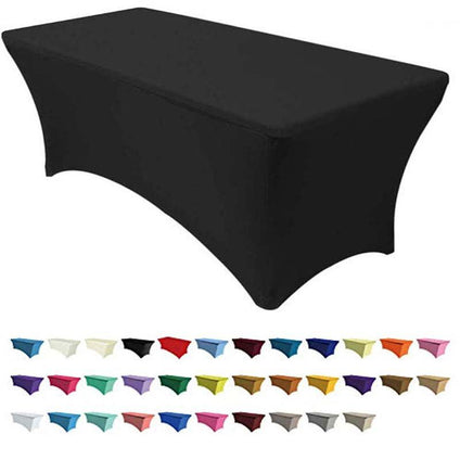 Oblong Fitted Spandex Tablecloths 6FT Pure Polyester Wrinkle Free for Folding Tables