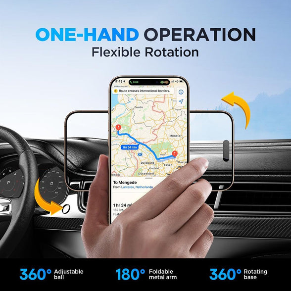 Dual Head 360 Degree Magnetic Navigation Holder for Car Mobile Phone (Black)