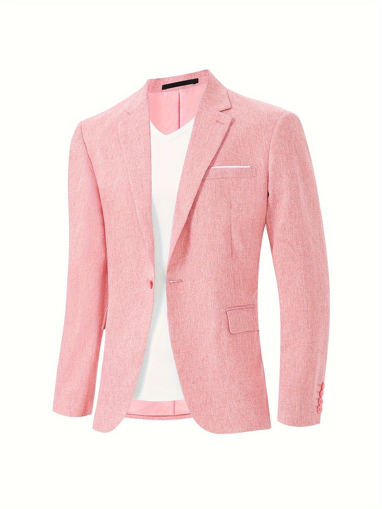 Men's Classic Business One-Button Blazer: A Solid Color Essential for Spring and Fall