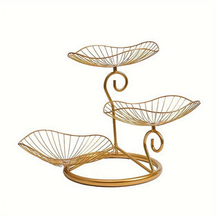 1pc Modern Creative Storage Rack, Iron Art 3-layer Fruit Plate, Living Room Coffee Table Snack Fruit Plate, Home Light Luxury And Beautiful Fruit Storage Tray, Living Room Decor, Party Supplies, Home Organization And Storage Supplies, Room Decor