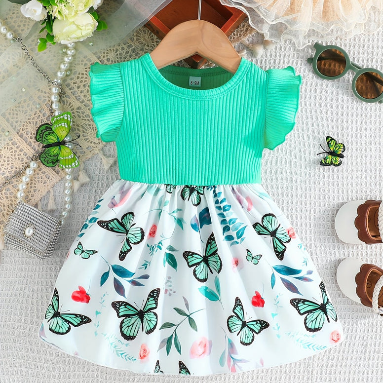 Baby's Cartoon Butterfly Leaves Pattern Dress: The Perfect Holiday Gift for Toddler Girls