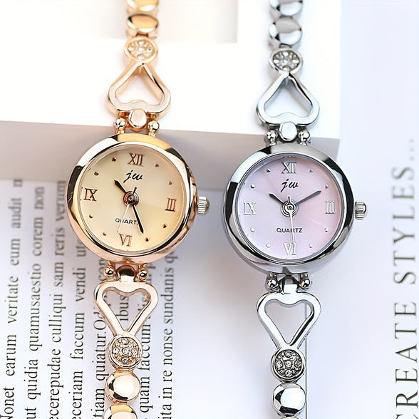 Shine Bright with the Women's Rhinestone Decor Quartz Bracelet Watch - A Luxurious Stainless Steel Timepiece