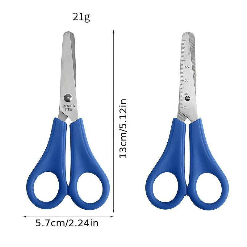 Multi-Function Safety Scissors with Integrated Ruler