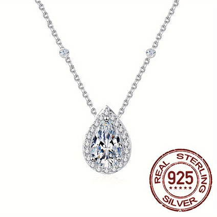 Sparkling 925 Silver Zircon Pendant Necklace for Women