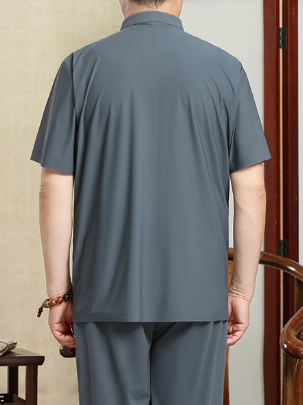 Chinese Traditional Style Men's Summer Tang Suit Shirt: Lightweight and Stylish Leisurewear