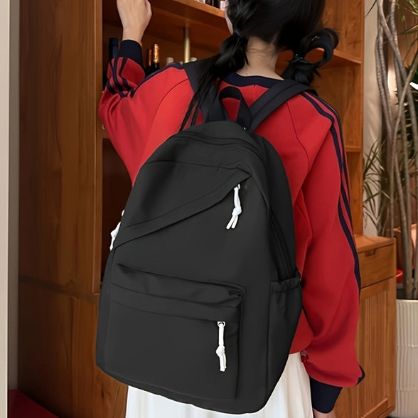 Chic Solid Color School Backpack for Students