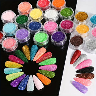 24pcs/Set Holographic Fine Sugar Nail Powder