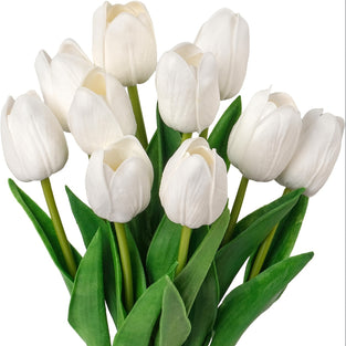 10pcs Tulips Artificial Flowers, 5 Colors Real Touch Tulips Flowers, Spring Home Table Decoration For Wedding Bouquet Party Centerpieces Bridal Bouquet Decor, Spring Summer Decor St Patrick's Day Easter Decor, Aesthetic Room Decor