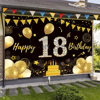 1pc, 18th Birthday Backdrop Banner Peach Red, Happy 18th Birthday Decoration Banner, 18th Birthday Party Photo Booth Props Yard Sign 18 Year Old Diamond Birthday Decoration Background