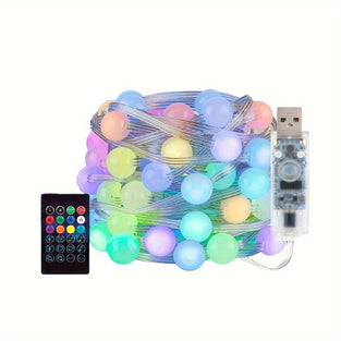 1pc USB Globe Fairy Lights, APP & Remote Controlled, Smart Christmas Lights, Music Sync Waterproof LED String Lights For Bedroom Party Indoor Outdoor Decor