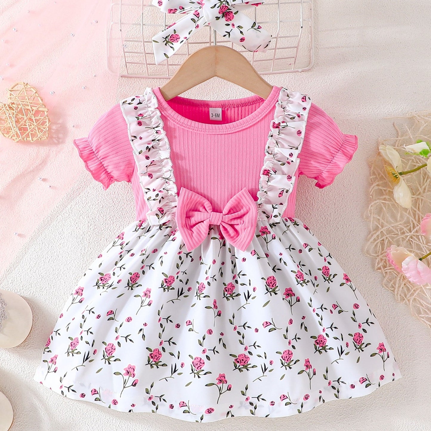 Baby's Adorable Bowknot Decor Flower Dress: Perfect for Summer, Holidays & Gifts