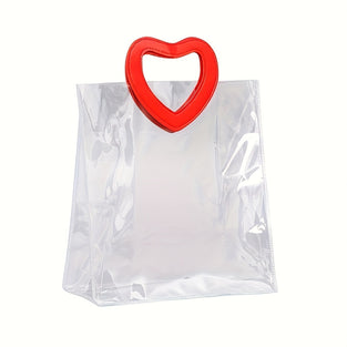 1pc, PVC Transparent Hand-held Gift Bag Festival Event Wedding Gift Bag Packaging Bag Heart-shaped Hand-held Gift Bag, Cheapest Items Available, Sale, Shopping Bag, Party Bag, Birthday Party Gift Bag, Craft Tote Bag, Party Favors