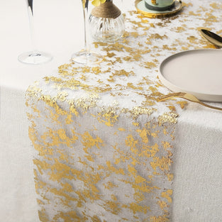 1pc, Golden Table Runner, Glitter Metal Golden Thin Mesh Table Runner Roll, Activity Party Supplies Fabric Table Centerpieces, Suitable For Wedding, Baby Shower, Birthday Party