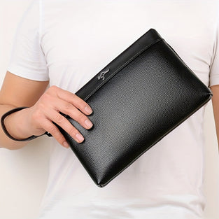 1pc Men's Simple Fashion Clutch Bag, Large Capacity Soft PU Leather Handbag