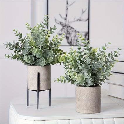 2pcs Simulation Plant Eucalyptus Potted, For Shelf Table Home Bathroom Farmhouse Room Coffee Table Decoration