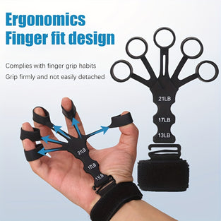 Silicone 5-Finger Trainer Hand Exerciser with Wristband: Perfect for Hand Stretching and Recovery Training