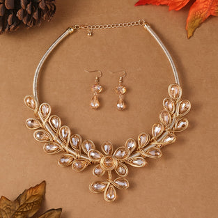 Exaggerated Flower Jewelry Set with Rhinestone Inlays for Parties