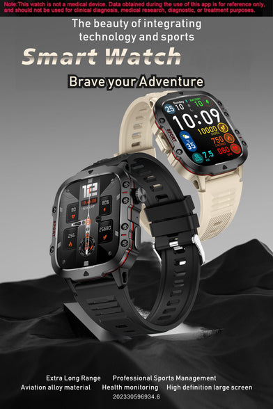 Ultimate Men's Rugged Smartwatch: Wireless Call, IP68 Waterproof, 100 Sports Modes, AI Voice Control