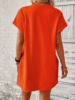 Chic Spring  Summer Dress with Dual Pockets and Batwing Sleeves