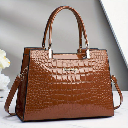 1pc Elegant Versatile Crocodile Pattern Leather Handbag, Multifunctional Handbag Crossbody Bag, Fashion Trendy Versatile Bag, Women's Outdoor Travel Bag