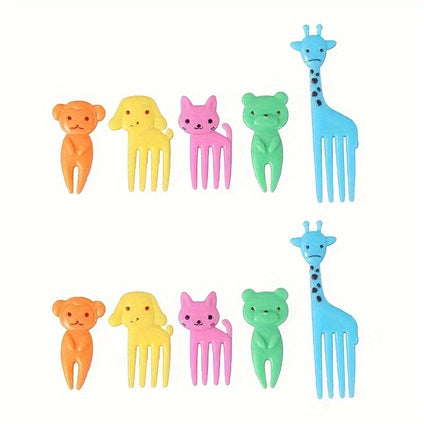 10pcs Fruit Forks, Creative Animals Style Fork, Dessert Fork, Small Plastic Fork For Home Kitchen Restaurant Picnic Camping Party, Party Supplies, Bento Accessories, Flatware Accessories