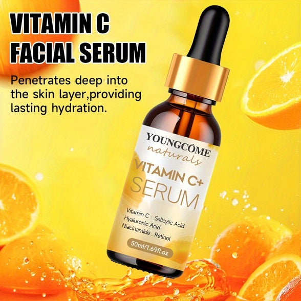 Revitalize Your Skin: Vitamin C & Retinol Facial Serum with Hyaluronic Acid, Turmeric, Aloe Vera - Fragrance-Free, Hypoallergenic Formula for All Skin Types