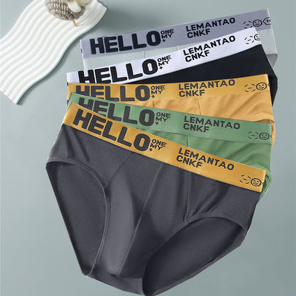 Comfortable and Breathable Men's Hello Letter Belt Briefs: Set of 5 for Daily Casual Wear