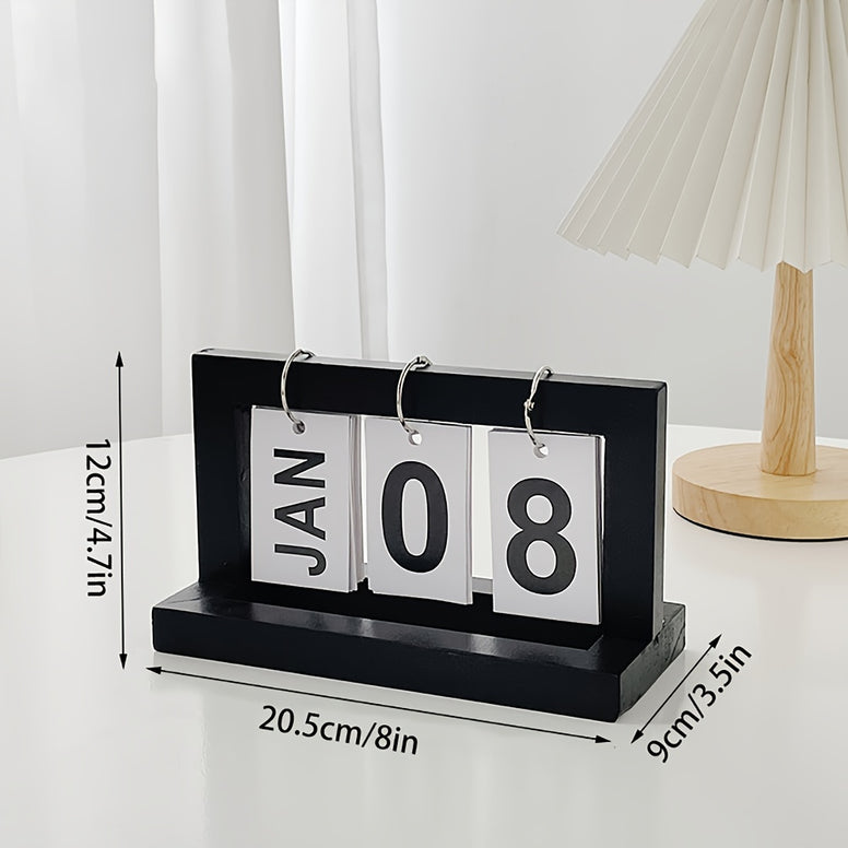 Elegant Wooden Desk Calendar with Bilingual Display in English and Arabic