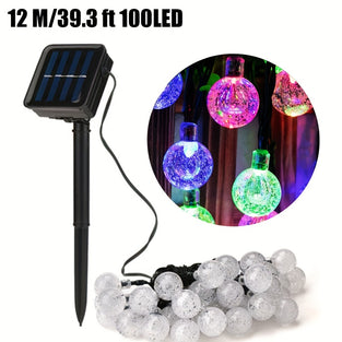 1pc 20/50/100 LED Crystal Globe Solar Light String, With 8 Lighting Modes, For Garden Tree Patio Party Christmas Decorations