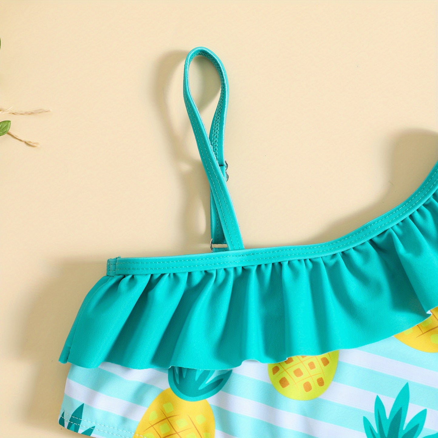 Sunny Vibes: Girls' One-Shoulder Pineapple