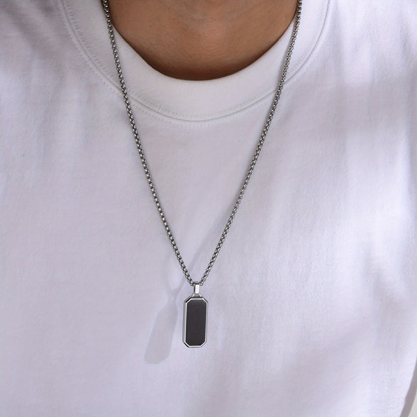 Men's Simple Black Drip Oil Stainless Steel Pendant: A Unique Gift for Him