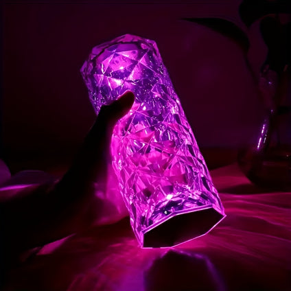 1pc Large Rose Crystal Table Lamp, USB Charging, 16 Colors RGB Touch And Remote Control, Romantic Atmosphere Lamp Home Decoration, For Living Room, Halloween, Christmas, Wedding Decoration, Gift For Camping, Party, Birthday Christmas