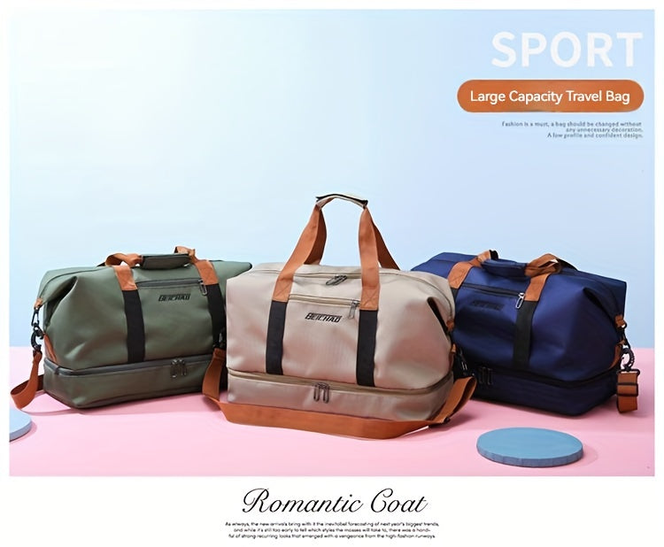 Ultimate Travel Companion: Large Capacity Boarding Luggage Bag with Shoe Compartment and Wet/Dry Separation