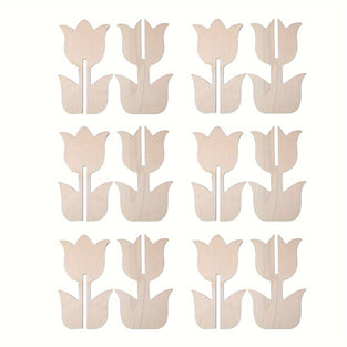 12 Pcs Unfinished Wood Tulip Cutouts - 3D Paintable Flower Slices for DIY Crafts, Home Decor, Party Favors