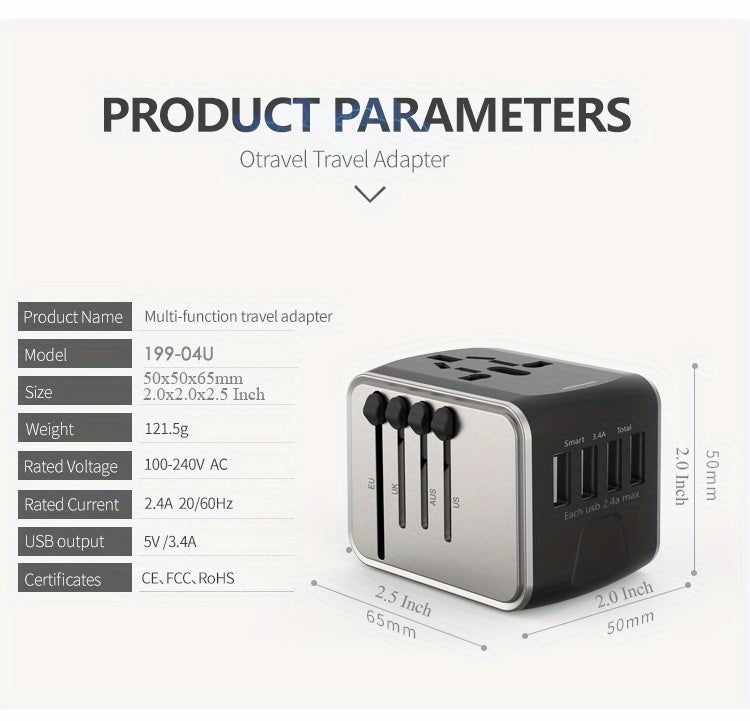 Universal Travel Adapter: High-Speed Power for 170  Countries