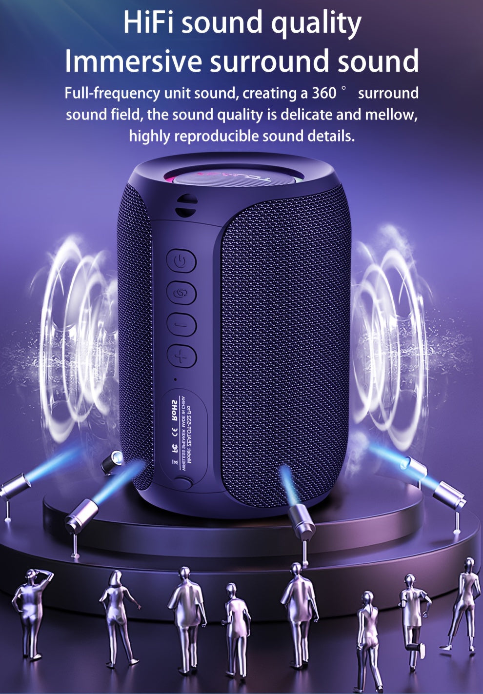 S32 Pro 15W Wireless Speaker: Outdoor Portable Subwoofer with IPX-6 Waterproof Rating, Dual Pairing, and Long Playtime for Booming Bass and Loud Stereo Sound