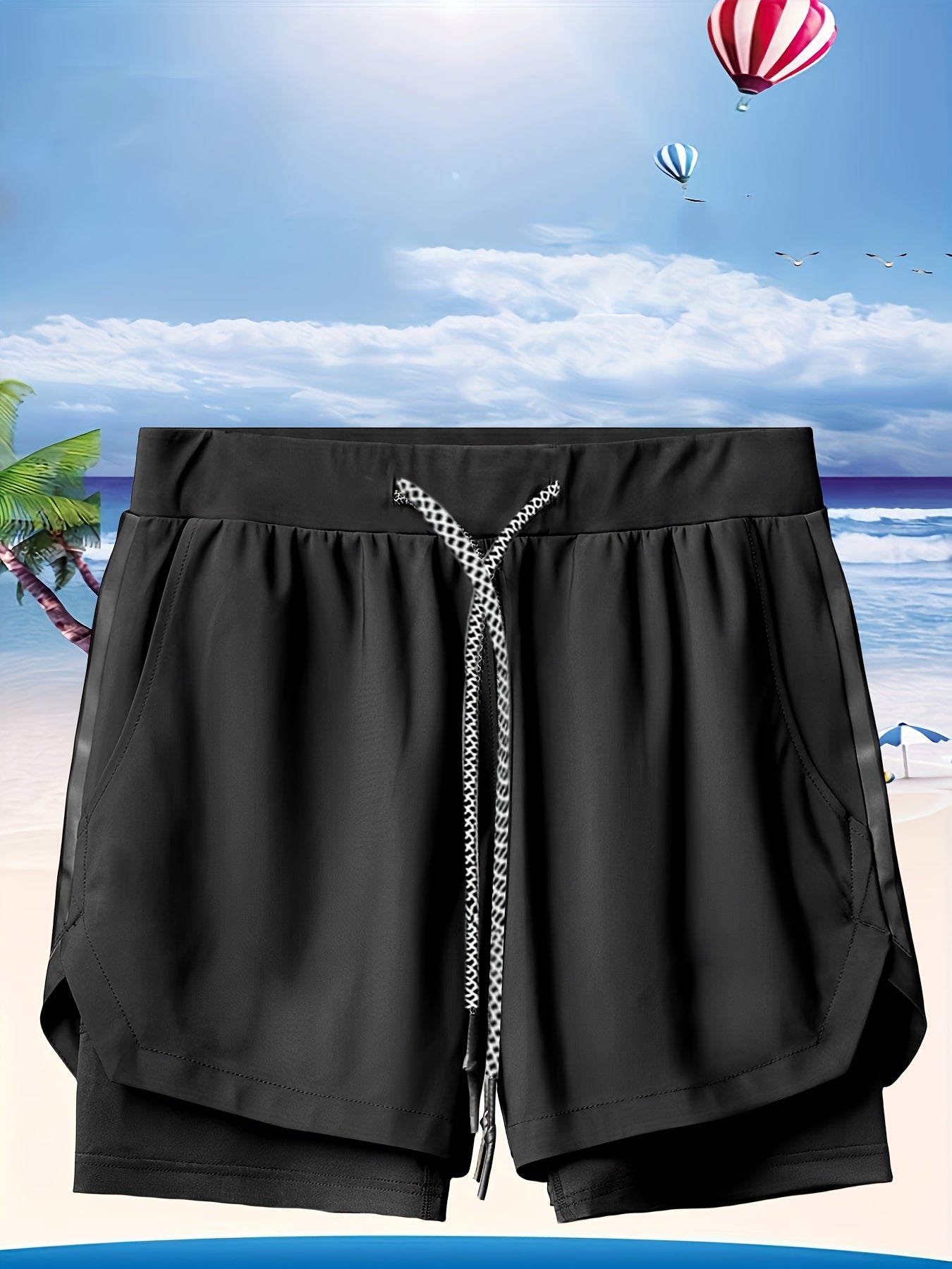 Men's 2-in-1 Swim Boxers: Double Layer Swimsuit Shorts for Summer Beach