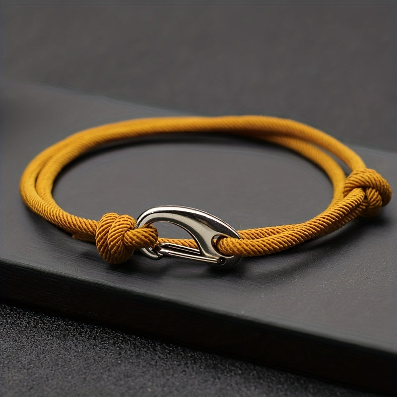 Men's Stylish Double Layer Adjustable Rope Bracelet: The Perfect Holiday Gift for Boyfriends