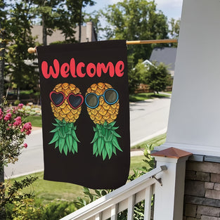 1pc, Upside Down Pineapple Flag, Swinger Party Banner Funny Garden Pineapple Flags, Home Decor, Outdoor Decor, Yard Decor, Garden Decorations, Patio Decor, Lawn Decor, Double-sided Printed Courtyard Garden Flag, No Flagpole