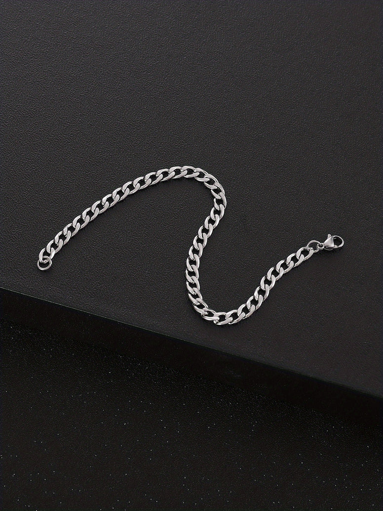 Men's Minimalist Stainless Steel Chain Bracelet: Hip Hop Jewelry for the Modern Man