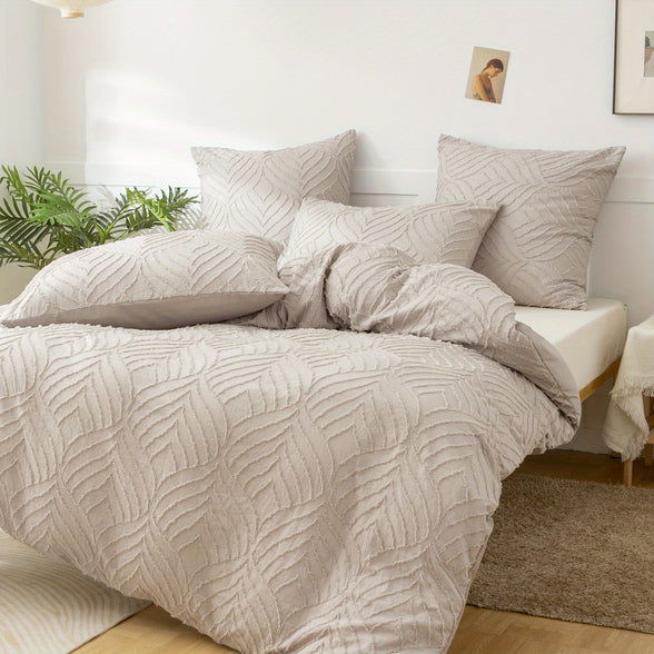 Elegant Leaf Jacquard Duvet Cover Set