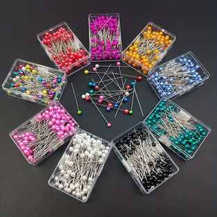 100Pcs/Box Colorful Round Pearl Head Pins, Stitch Straight Positioning Pins For Dressmaking, DIY Sewing Crafts, 38cm