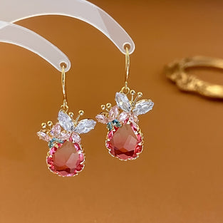 1 Pair Of Zircon Butterfly Drop Dangle Earrings Jewelry Gift For Women Girls