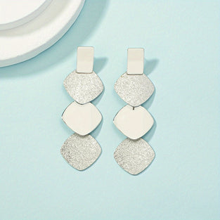 / Silvery Glossy Geometric Shape Dangle Earrings Sexy Leisure Style Alloy Plated Jewelry Versatile Ear Ornaments