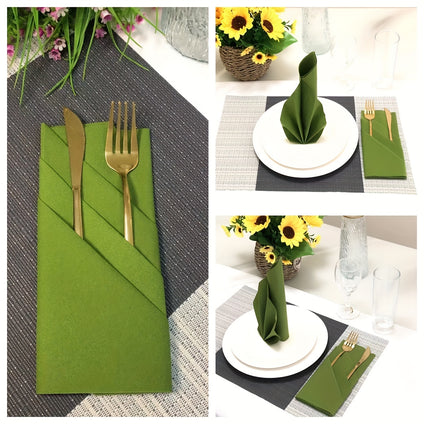 12pcs Disposable Dinner Napkins With Built-in Flatware Pocket, Prefolded Cloth Like Paper Napkins For Dinner, Wedding Or Party