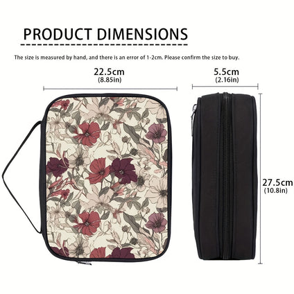 1pc Black Fashion Simple Flower Pattern Book Bag Multifunctional Storage Bag Women's Handbag Book Protective Bag Holiday Gift