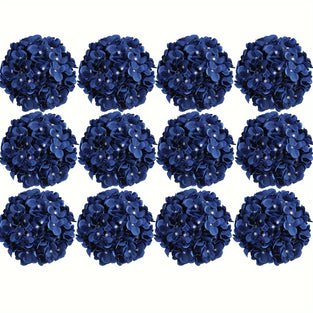 12pcs Hydrangea Artificial Flowers, Faux Hydrangea Flowers Artificial Flowers Heads With Stems For Home Wedding Party Decorations (Navy Blue)