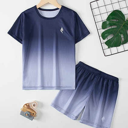 Boys' Gradient Breathable Sportswear Set: Perfect for Summer Outdoor Activities